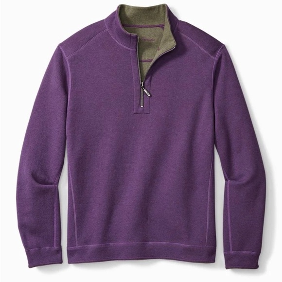 Tommy Bahama Flipshore Half-Zip Reversible Sweatshirt - Picture 2 of 12